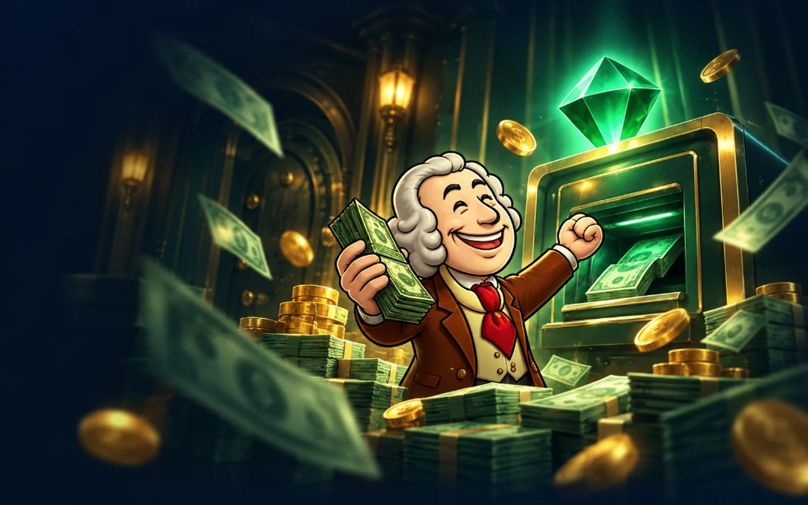 Banknote vault scene for Cash Mania by PG Soft.
